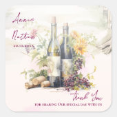 Chic Winery Geïnspireerd Vineyard bruiloft Dank u Vierkante Sticker (Voorkant)