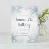 Chic Winter 21st Birthday Invitation – Snowflakes (Debout devant)
