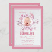 Chic Winter foto uitnodiging roze (Voorkant / Achterkant)