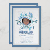 Chic Winter Photo Invitation Bleu (Devant / Derrière)