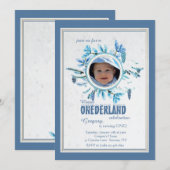 Chic Winter Photo Invitation Blue (Devant / Derrière)