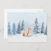 Chic Winter Waterverf Deer in Forest Briefkaart (Voorkant / Achterkant)