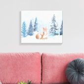 Chic Winter Waterverf Deer in Forest Canvas Afdruk (Insitu (Woonkamer))