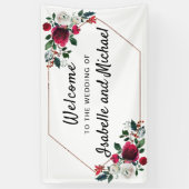 Chic Winter Wedding Welkom Rode Bloemen Spandoek (Verticaal)