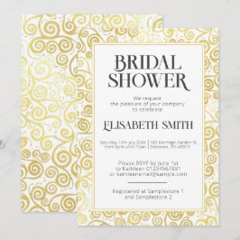 Chic wit en goud bloeien winter Vrijgezellenfeest Kaart