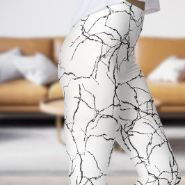 Chic wit en zwart breukpatroon leggings