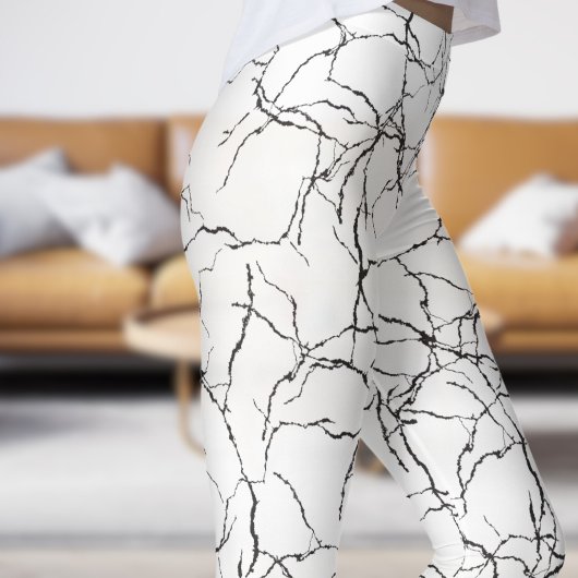 Chic wit en zwart breukpatroon leggings