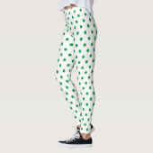 Chic wit groen polka dot patroon leggings (Links)