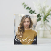 Chic Wit Script 2026 Afstudeer Foto Bedankt Briefkaart (Staand voorkant)