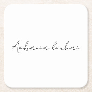 Chic Witte Calligrafie Creatief Vierkant Onderzett Vierkante Kartonnen Onderzetter