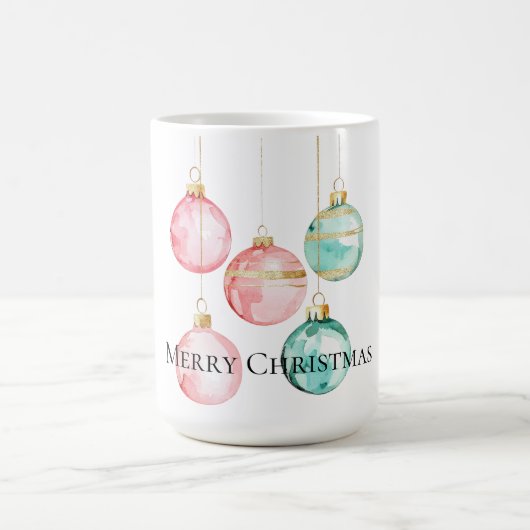 Chic Witte Munt Roze Gouden Kerst Ornamenten Koffiemok (Center)