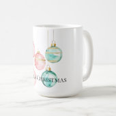Chic Witte Munt Roze Gouden Kerst Ornamenten Koffiemok (Voorkant rechts)