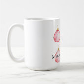 Chic Witte Munt Roze Gouden Kerst Ornamenten Koffiemok (Links)
