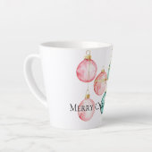 Chic Witte Munt Roze Gouden Kerst Ornamenten Latte Mok (Linkerhoek)