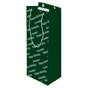 Chic Witte Script Gelukkige Verjaardag, Opa! Groen Wijn Cadeautas
