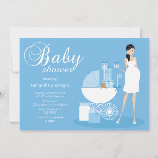 Chic Woman Invitation Baby shower - Garçon (Devant)