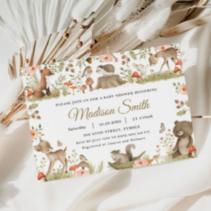 Chic  Woodland Animals Baby shower Kaart