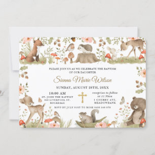 Chic Woodland Animals Baptism Christening Kaart