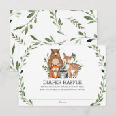 Chic Woodland Animals Green Diaper Carte Raffle (Devant / Derrière)