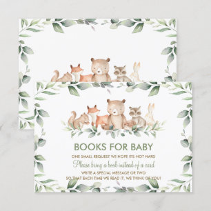 Chic Woodland Animals Greenery Books for Baby Card Kaart