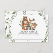 Chic Woodland Animals Greenery Diaper Raffle Kaart (Voorkant / Achterkant)