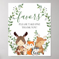 Chic Woodland groen dieren Baby shower gunsten