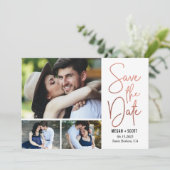 Chic Writing BEWERKBARE KLEUR Save The Date Kaart (Staand voorkant)