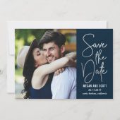Chic Writing BEWERKBARE KLEUR Save The Date Zilver Kaart (Voorkant)