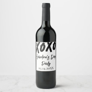 Chic XOXO Black and White Galentine's Day Party Wijn Etiket