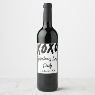 Chic XOXO Black and White Galentine's Day Party Wijn Etiket