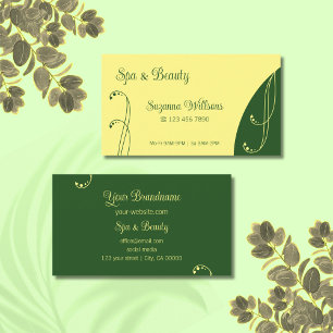 Chic Yellow and Green Ornamental Squiggins Visitekaartje