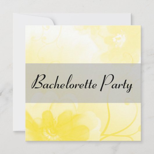 Chic Yellow and Grey Flower Bachelorette Party Kaart (Voorkant)