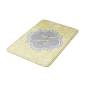 Chic Yellow Art Deco Scallops Grey Monogram Name Badmat (Gekanteld)