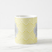 Chic Yellow Art Deco Scallops Grey Monogram Name Koffiemok (Center)