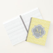 Chic Yellow Art Deco Scallops Grey Monogram Name Notitieboek (Binnen)