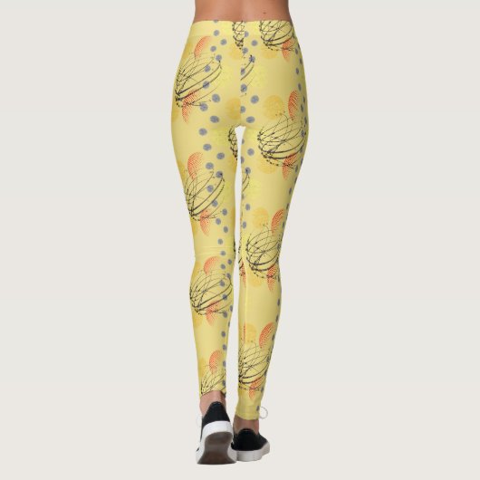 Chic Yellow Atomic Vortex Pattern Leggings (Achterkant)