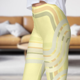 Chic Yellow Cream Curves Patroon Leggings