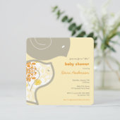Chic Yellow Damask Chicks Baby shower Invitation d (Debout devant)