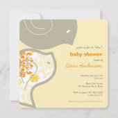 Chic Yellow Damask Chicks Baby shower Invitation d (Devant)