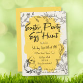 Chic Yellow Easter Party & Egg Hunt Kaart