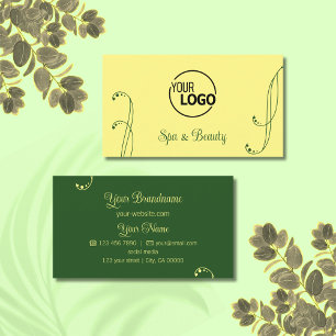 Chic Yellow en Green Ornamental met Logo Visitekaartje