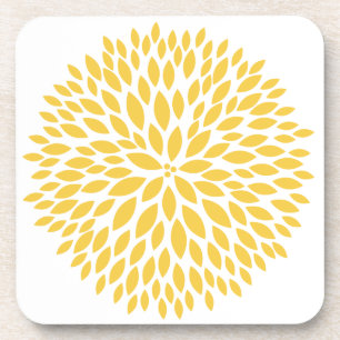 Chic Yellow Floral Bier Onderzetter