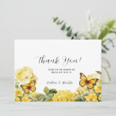 Chic Yellow Hydrangea Butterfly Merci Cartes (Debout devant)