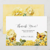 Chic Yellow Hydrangea Butterfly Merci Cartes (Devant / Derrière)