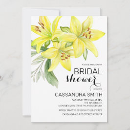 Chic Yellow Lily Floral Greenery Vrijgezellenfeest Kaart