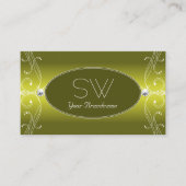Chic Yellow Olive  Sparkle Jewels Monogram Visitekaartje (Voorkant)