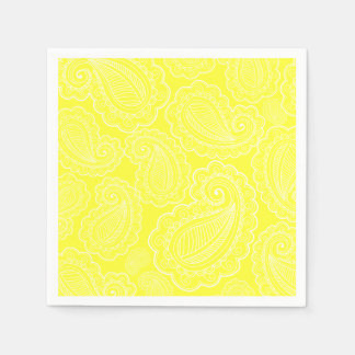 Chic Yellow Paisley Floral Design Wedding Servetten