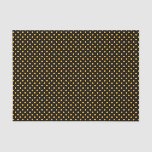 Chic Yellow Polka Dots op Zwart Tissuepapier (Voorkant)