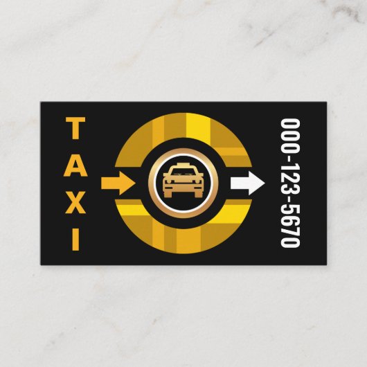 Chic Yellow Taxi Wheel Cab Driver Visitekaartje (Voorkant)