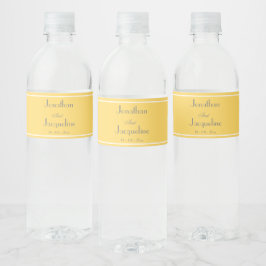 Chic Yellow Wedding Water Bottle Labels Waterfles Etiket